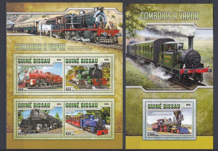 Guinea-Bissau 2016 - LOCOMOTIVE - BL + KB - MNH