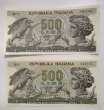 Italia - 500 Lire 1966 B - Serii consecutive
