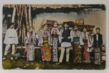 BARBATI SI FEMEI IN PORT POPULAR , POZA DE GRUP LA TARA , CARTE POSTALA ILUSTRATA , 1917