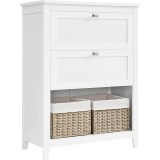 VASAGLE Dulap baie cu 2 sertare, 2 cosuri si raft, separatoare reglabile, MDF, 30x60x80 cm, alb Household NewTrend