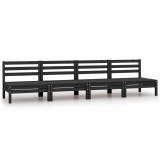 Gossi canapele de mijloc de gradina, 4 buc., negru, lemn masiv de pin