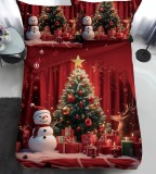 Lenjerie Pat De Craciun O Persoana Dreamember Cr071, Bumbac, 4 Piese, Cu Elastic, Imprimeu