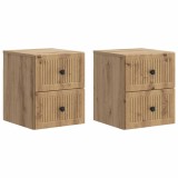 vidaXL Dulap de noapte suspendat 2 pcs Stejar Artizanal Lemn prelucrat 897974
