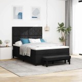 Cumpara ieftin Pat cu arcuri cu headboard Negru 160 x 200 cm tesatura