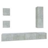 Cumpara ieftin Set dulap TV, 5 piese, gri beton, lemn prelucrat