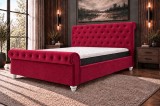 Pat Silver 160x200 cm Tapitat Catifea Magenta cu Somiera Inclusa