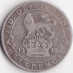 Moneda Argint Regatul Unit al Marii Britanii si Irlandei - 6 Pence 1918