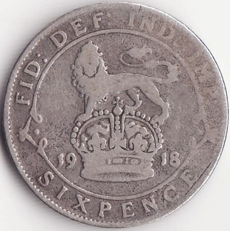 Moneda Argint Regatul Unit al Marii Britanii si Irlandei - 6 Pence 1918