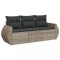 Set canapele de gradina cu perne, 3 piese gri deschis poliratan