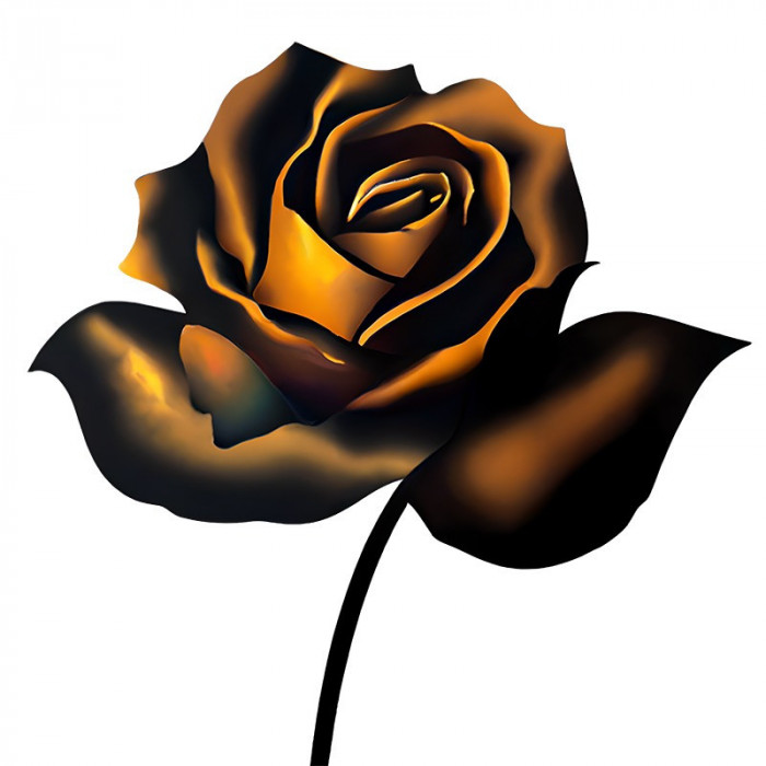 Sticker decorativ Trandafir, Auriu, 60 cm, 7675ST