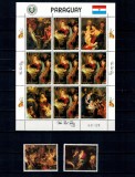 Paraguay 1982 - Crăciun, picturi Rubens, arta, serie cu minicoala neuzata
