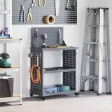 vidaXL Cărucior pentru unelte cu raft cu roata cu depozitare Manual Antracit 65 x 35 x 111 cm