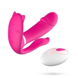 Stimulator Wearable Crushious Fritz, Remote Control, 9 Moduri Vibratii, Functie Incalzire, Silicon, USB, Roz, 14 cm