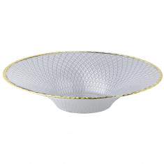 Tava decorativa eleganta Pufo Gold tip fructiera pentru servire aperitive, prajituri, deserturi, fructe, 26 cm