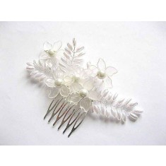 Pieptan mireasa perle sticla diferite marimi si sarma argintata