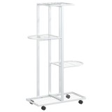 Cumpara ieftin Suport de flori cu 4 etaje, cu roti, alb, 44x23x80 cm, fier
