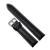 Cumpara ieftin Curea de ceas - Piele Naturala Neagra - Cusatura Alba- 14mm 16mm 18mm 20mm 22mm