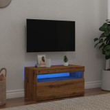 VidaXL Dulap TV cu LED stejar artizanal 75x35x40 cm lemn prelucrat