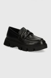 Geox mocasini de piele D VILDE femei, culoarea negru, cu platforma, D46UAC 00043 C9999