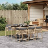 vidaXL Set mobilier pentru grădină, 7 piese, cu perne, bej, poliratan 3211452