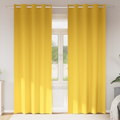 vidaXL Perdele cu perdele 2 pcs galben muștar 245 x 140 cm Poliester foto