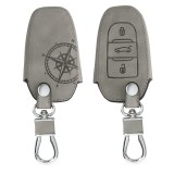 Husa Cheie Auto pentru Peugeot / Citroen - 3 Butoane - Keyless Go, Piele nabuc, Gri, 53762.01, Kwmobile