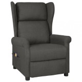 vidaXL Fotoliu de masaj, gri &icirc;nchis, material textil
