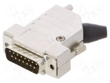 Conector D-Sub 15 pini tată ENCITECH mufă neagră pentru lipire pe cablu