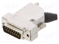 Conector D-Sub 15 pini tată ENCITECH mufă neagră pentru lipire pe cablu