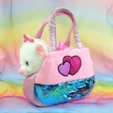 Geanta de mana cu jucarie de plus, 26x26 cm, Pisica