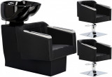 Pachet Pikos negru pentru salonul de coafură și 2 x scaun de coafat hidraulic rotativ, cu chiuvetă m