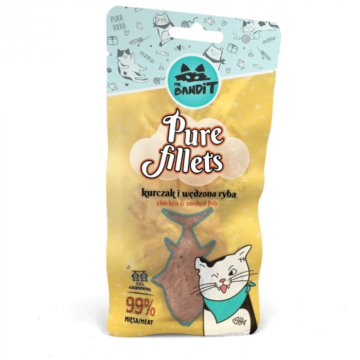 Recompense pentru pisici Mr. Bandit CAT Pure Fillets, pui si peste afumat, 30 g AnimaPet MegaFood