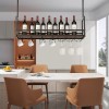 Raft suspendat pentru vinuri cu suport pahare, negru/nuc 100 cm, [en.casa]