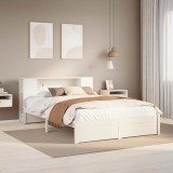 VidaXL Pat cu bibliotecă fără saltea, alb, 160x200 cm, lemn masiv pin