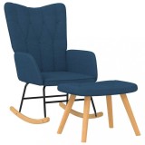 VidaXL Scaun balansoar cu taburet, albastru, textil