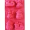 Forma silicon pentru prajituri, Tema Craciun, Trasura, Om de zapada, Ren, 6 cavitati, Rosu, 27 cm, 485COF
