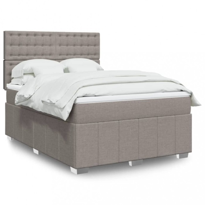 vidaXL Pat continental cu saltea gri taupe 140x200 cm material textil 3294009