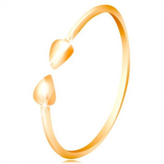 Inel din aur galben 14K - brațe lucioase cu mici picături - Marime inel: 65