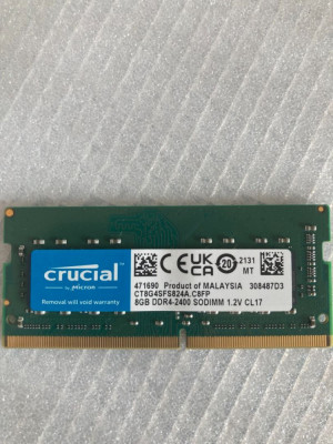 Memorie Laptop Crucial 8Gb DDR4 2400Mhz CT8G4SFS824A CL17 foto