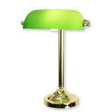 Lampa Banker din alama cu abajur verde TA-501, Veioze
