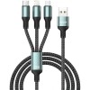 Cablu Incarcare USB-A - Lightning / microUSB / USB-C Sendem M51 3in1, 200W, 1.2m, Gri, Apple