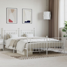 vidaXL Cadru de pat metalic cu tăblie de cap/picioare, alb, 183x213 cm