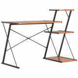 Birou cu Raft vidaXL, Negru și Maro, 116x50x93 cm, Birou Calculator, Mobilier Birou, Design Modern, Spatiu Depozitare