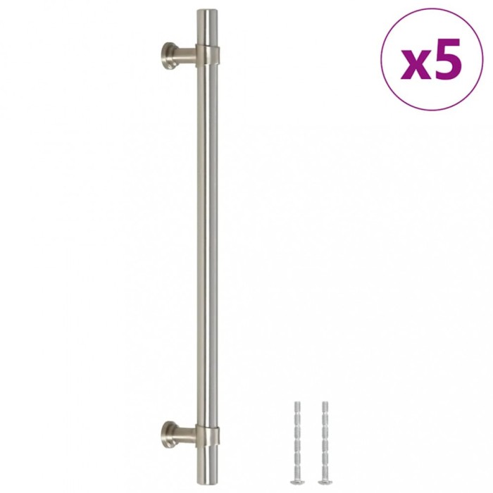 Manere de dulap, 5 buc., argintiu, 192 mm, otel inoxidabil