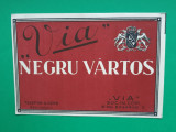 Eticheta veche perioada regala anii 1930 Vin NEGRU VARTOS VIA Piesa de colectie