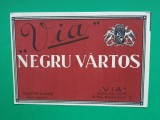 Eticheta veche perioada regala anii 1930 Vin NEGRU VARTOS VIA Piesa de colectie