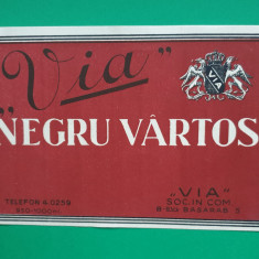 Eticheta veche perioada regala anii 1930 Vin NEGRU VARTOS VIA Piesa de colectie