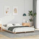 vidaXL Cadru de pat de podea Maro 150 x 200 cm Lemn masiv de pin