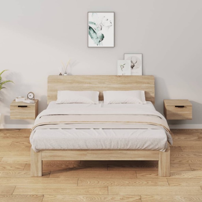 vidaXL Noptiere de perete, 2 buc., stejar sonoma, 34x30x20 cm 811383