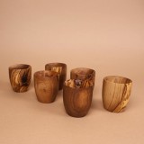 Set 6 pahare pentru țuica din lemn de măslin